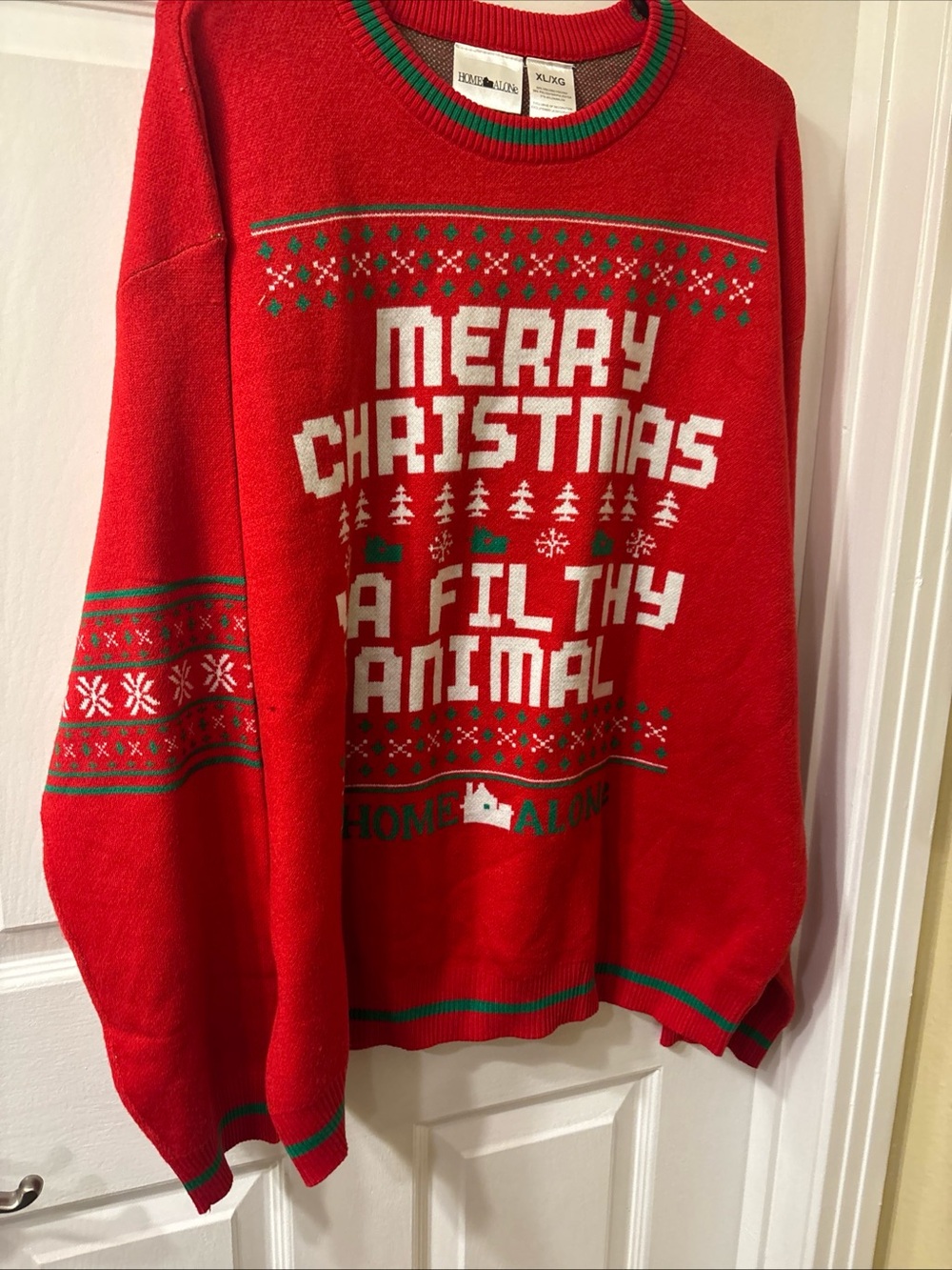 Red 'Merry Christmas Ya Filthy Animal' Holiday Sweater Home Alone New w/ tag XL